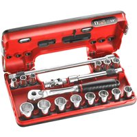 18 Piece 3 8" Drive Hex Socket Set Metric Detection Box 3 8"