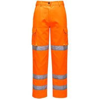 Portwest Womens Three Band Hi Vis Work Trousers Orange M 31"