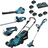 5 Piece 18v LXT Cordless Complete Garden Tool Kit 6 x 5ah Li ion Twin or Dual Battery Charger