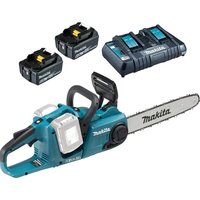 DUC353 Twin 18v LXT Cordless Brushless Chainsaw 350mm 2 x 6ah Li ion Battery Charger