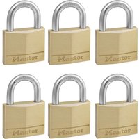 Masterlock Solid Brass Padlock Pack of 6 Keyed Alike 40mm Standard