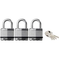 Masterlock Excell Laminated Steel Padlock Pack of 3 Keyed Alike 45mm Standard