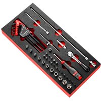 45 Piece 1 4" Drive Locking Socket Hexagon Key Screwdriver Bit Set Imperial Module Tray