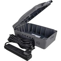 Masterplug Weatherproof Box & 4 Socket 10M Extension Lead Ip54 13A, Black