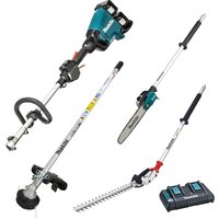Makita DUX60 Twin 18v LXT Cordless Brushless Split Shaft Garden Multi Tool Kit 2 x 6ah Li-ion Battery Charger