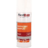 PlastiKote Trade Quick Dry Acrylic Spray Paint Matt White 400ml 071010
