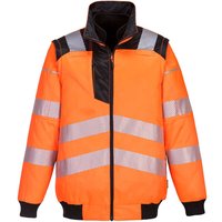 Portwest PW3 Mens Hi Vis 3 in 1 Pilot Jacket Orange / Black XL