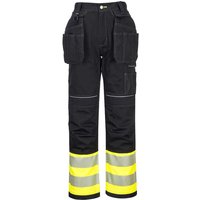 Portwest PW30 Hi Vis Class 1 Holster Trousers Yellow / Black 36" 31"
