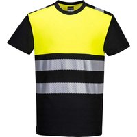 Portwest PW3 Hi Vis Cotton Comfort Class 1 Short Sleeve T Shirt Black / Yellow 3XL