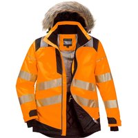 Oxford Weave 300D Class 3 PW3 Hi Vis Winter Parka Jacket Orange / Black S