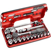 Facom 18 Piece 1/2" Drive Hex Socket Set Metric in Detection Case 1/2"