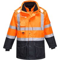Oxford Weave 300D Class 3 Hi Vis 7-in-1 Contrast Traffic Jacket Orange / Navy S
