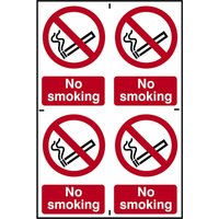 Self-Adhesive PVC "No Smoking" Sign 100mm x 150mm (Pack of 4)