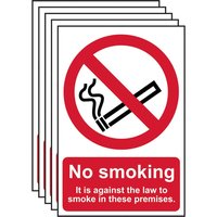 No Smoking It Is Against Law To On These Premises Sign