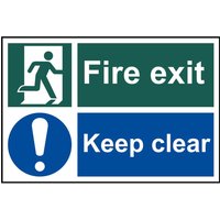 Spectrum Industrial Fire Exit Keep Clear S/A PVC Sign 300x200mm 1540