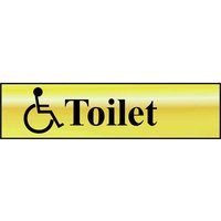 Scan Brass Effect Disabled Toilet Sign 200mm 50mm Standard