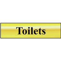 Scan Brass Effect Toilets Sign 200mm 50mm Standard