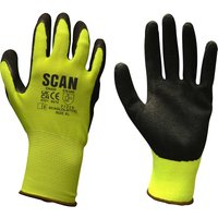 Scan 2ARK49L-26 Hi-Vis Yellow Foam Latex Coated Gloves -XL (Size 10)
