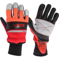 Scan Pro Class 1 Leather Chainsaw Safety Gloves Black / Red L Pack of 1