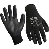 Scan PU Coated Work Gloves Black L Pack of 240