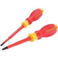 Stanley 2 Piece VDE Insulated Pozi and Slotted Screwdriver Set Stanley 2 Piece VDE Insulated Pozi and Slotted Screwdriver Set