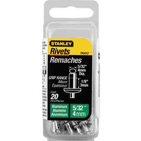 Stanley Aluminium Pop Rivets 4mm Short Pack of 20 Stanley Aluminium Pop Rivets 4mm Short Pack of 20