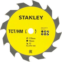 Stanley TCT Circular Saw Blade 170mm 12T 16mm Stanley TCT Circular Saw Blade 170mm 12T 16mm