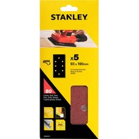 Stanley Punched Hook and Loop 1/3 Sanding Sheets 93mm x 190mm 80g Pack of 5 Stanley Punched Hook and Loop 1/3 Sanding Sheets 93mm x 190mm 80g Pack of 5