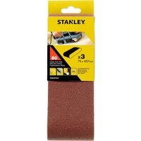 Stanley 75mm x 457mm Sanding Belts 75mm x 457mm 80g Pack of 3 Stanley 75mm x 457mm Sanding Belts 75mm x 457mm 80g Pack of 3
