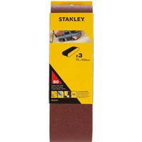 Stanley 75mm x 533mm Sanding Belts 75mm x 533mm 80g Pack of 3