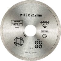 Stanley FatMax Continuous Rim Diamond Cutting Disc for Tiles 115mm Stanley FatMax Continuous Rim Diamond Cutting Disc for Tiles 115mm