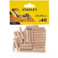 Stanley Round Wooden Dowels 8mm 40mm Pack of 40