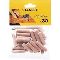Stanley Round Wooden Dowels 10mm 40mm Pack of 30 Stanley Round Wooden Dowels 10mm 40mm Pack of 30