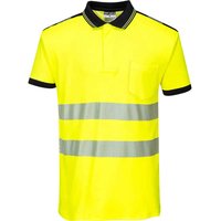 Portwest PW3 Hi Vis Cotton Comfort Polo Short Sleeve Shirt Yellow / Black 5XL