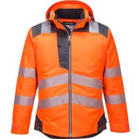 Portwest PW3 Hi Vis Winter Rain Jacket Orange / Grey 2XL