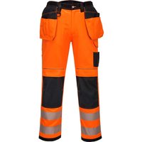 Portwest PW3 Hi Vis Holster Pocket Work Trousers Orange / Black 30" 31"