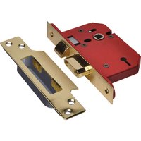 Union Strongbolt 3 Lever Mortice Sash Lock Polished Brass 81mm 109.6mm