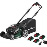 Webb X Series WEV20X2LM53SP 40v Cordless Brushless Self Propelled 4 in 1 Rotary Lawnmower 530mm 4 x 4ah Li-ion USB Charger