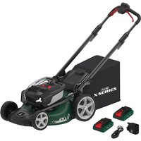 Webb X Series WEV20X2LM53SP 40v Cordless Brushless Self Propelled 4 in 1 Rotary Lawnmower 530mm 2 x 4ah Li-ion USB Charger