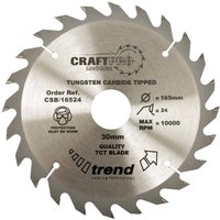 Trend CRAFTPRO Wood Cutting Saw Blade 170mm 24T 16mm Trend CRAFTPRO Wood Cutting Saw Blade 170mm 24T 16mm