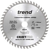 Trend CRAFTPRO Wood Cutting Saw Blade 160mm 48T 20mm Trend CRAFTPRO Wood Cutting Saw Blade 160mm 48T 20mm