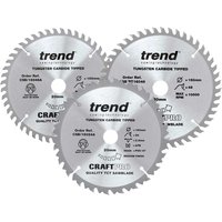 Trend CRAFTPRO 3 Piece 160mm Circular Saw Blade Set 160mm Assorted Teeth 20mm Trend CRAFTPRO 3 Piece 160mm Circular Saw Blade Set 160mm Assorted Teeth 20mm