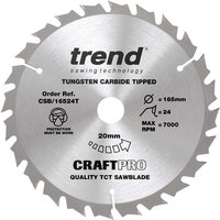 Trend CRAFTPRO Wood Cutting Cordless Saw Blade 165mm 24T 20mm Trend CRAFTPRO Wood Cutting Cordless Saw Blade 165mm 24T 20mm