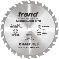 Trend CRAFTPRO Wood Cutting Cordless Saw Blade 165mm 24T 10mm Trend CRAFTPRO Wood Cutting Cordless Saw Blade 165mm 24T 10mm