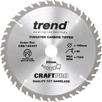 Trend CRAFTPRO Wood Cutting Cordless Saw Blade 165mm 40T 20mm Trend CRAFTPRO Wood Cutting Cordless Saw Blade 165mm 40T 20mm