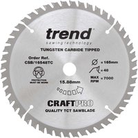 Trend CRAFTPRO Wood Cutting Cordless Saw Blade 165mm 48T 15.88mm Trend CRAFTPRO Wood Cutting Cordless Saw Blade 165mm 48T 15.88mm