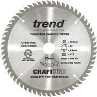 Trend CRAFTPRO Wood Cutting Saw Blade 165mm 60T 20mm Trend CRAFTPRO Wood Cutting Saw Blade 165mm 60T 20mm
