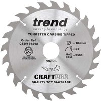 Trend CRAFTPRO Wood Cutting Saw Blade 184mm 24T 30mm Trend CRAFTPRO Wood Cutting Saw Blade 184mm 24T 30mm