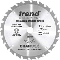 Trend CRAFTPRO Wood Cutting Cordless Saw Blade 184mm 24T 20mm Trend CRAFTPRO Wood Cutting Cordless Saw Blade 184mm 24T 20mm