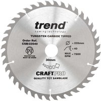 Trend CRAFTPRO Non Stick Wood Cutting Saw Blade 235mm 40T 30mm Trend CRAFTPRO Non Stick Wood Cutting Saw Blade 235mm 40T 30mm